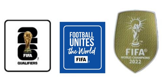 2026 World Cup Qualifiers & Football Unites The World (Blue) & 2022 World Cup Champion Badge