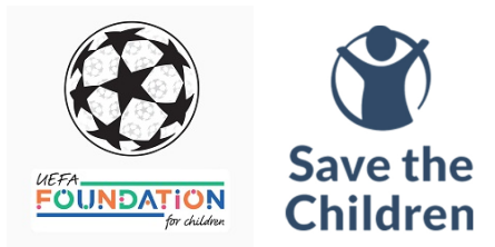 24/25 Badges de la Fondation UCL & UEFA & Sponsor Save The Children (à l'extérieur)